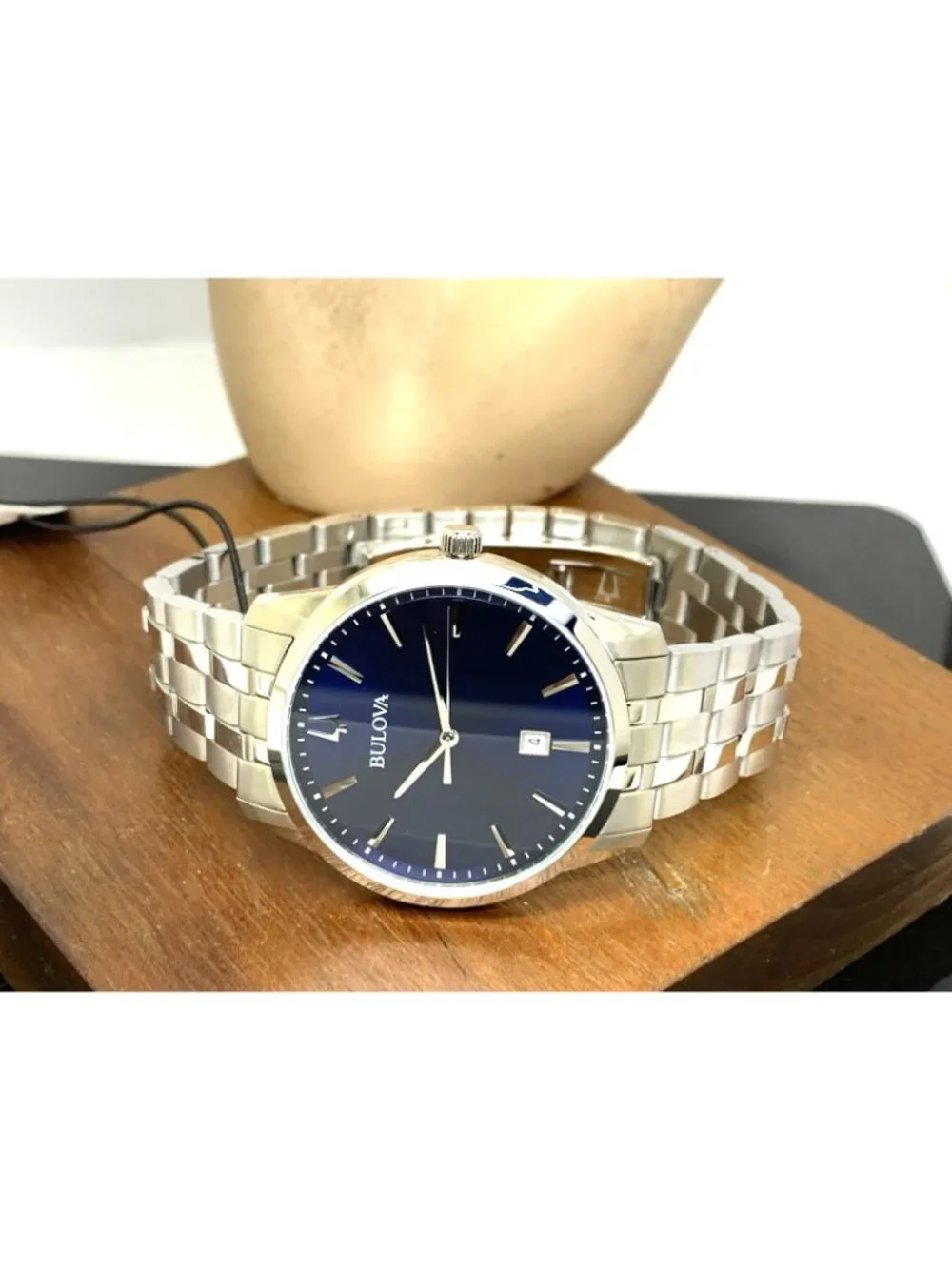 Bulova Men's Watch 96B338 Quartz Blue Dial Date Silver Stainless Steel 40mm